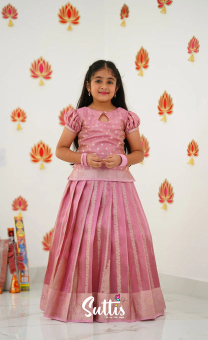 Organza Pavadai Sattai - Pink And Baby Kids-Suttis