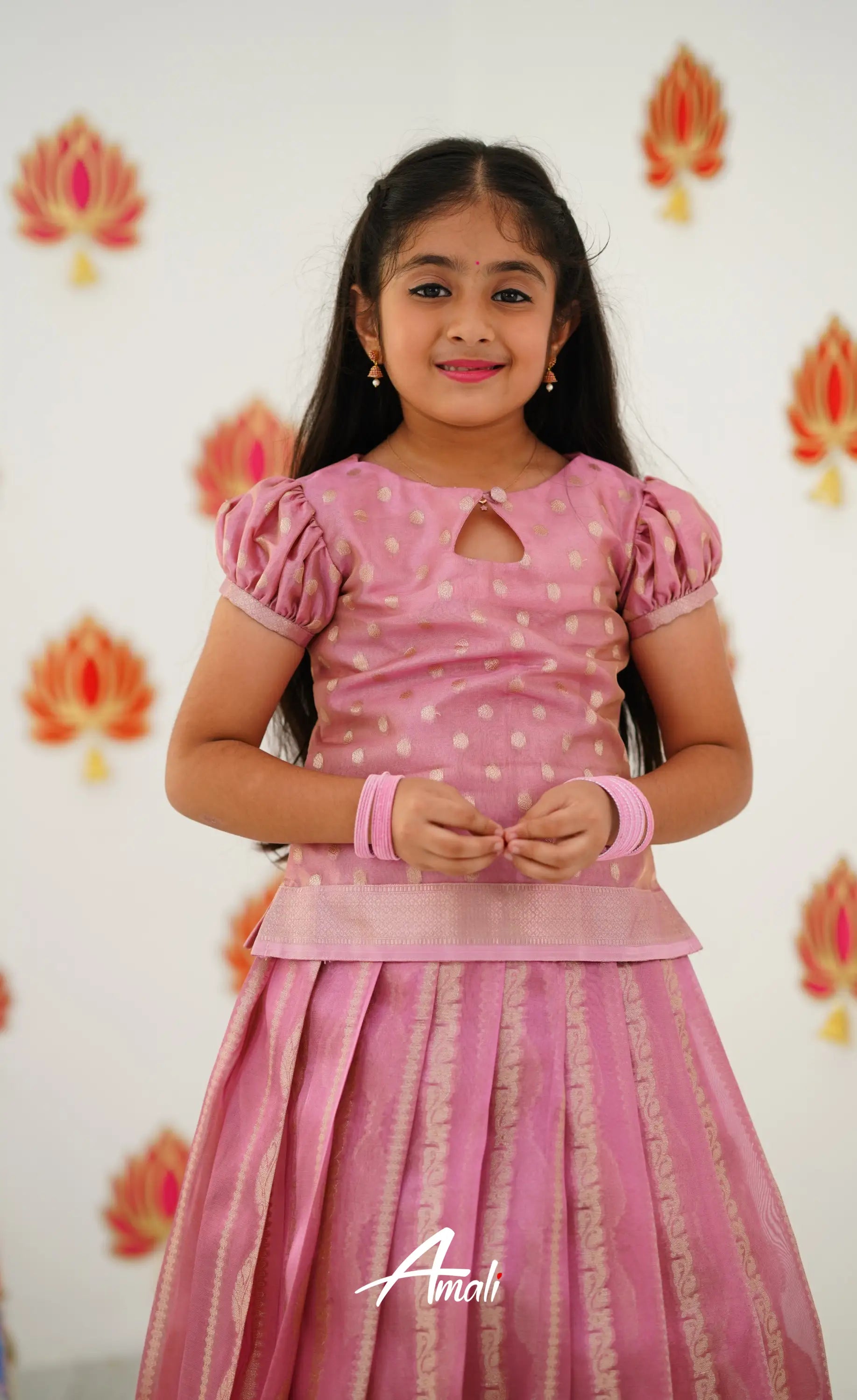 Organza Pavadai Sattai - Pink And Baby Kids-Suttis