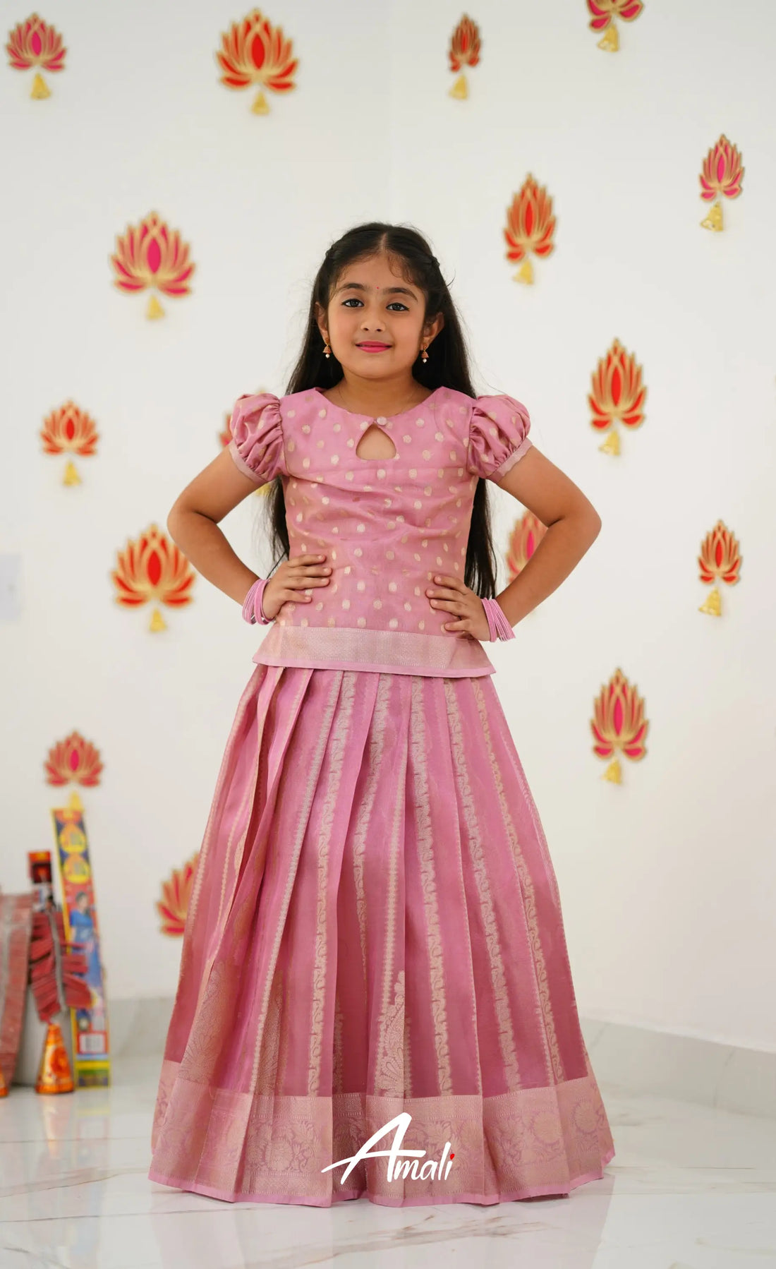 Organza Pavadai Sattai - Pink And Baby Kids-Suttis