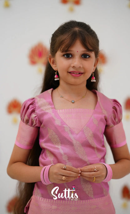 Organza Pavadai Sattai - Pink And Baby Kids-Suttis