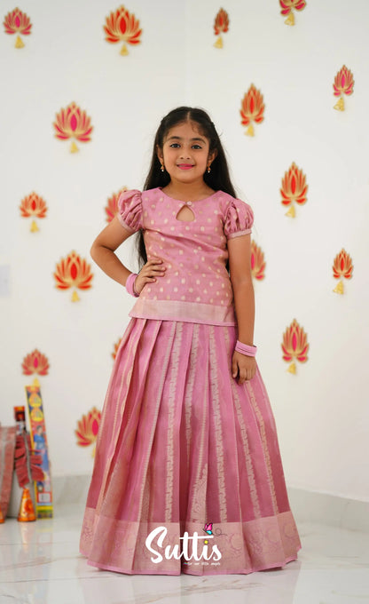 Organza Pavadai Sattai - Pink And Baby Kids-Suttis