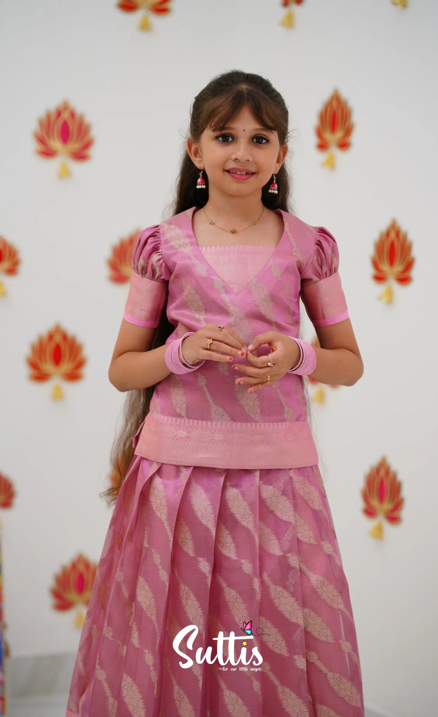 Organza Pavadai Sattai - Pink And Baby Kids-Suttis