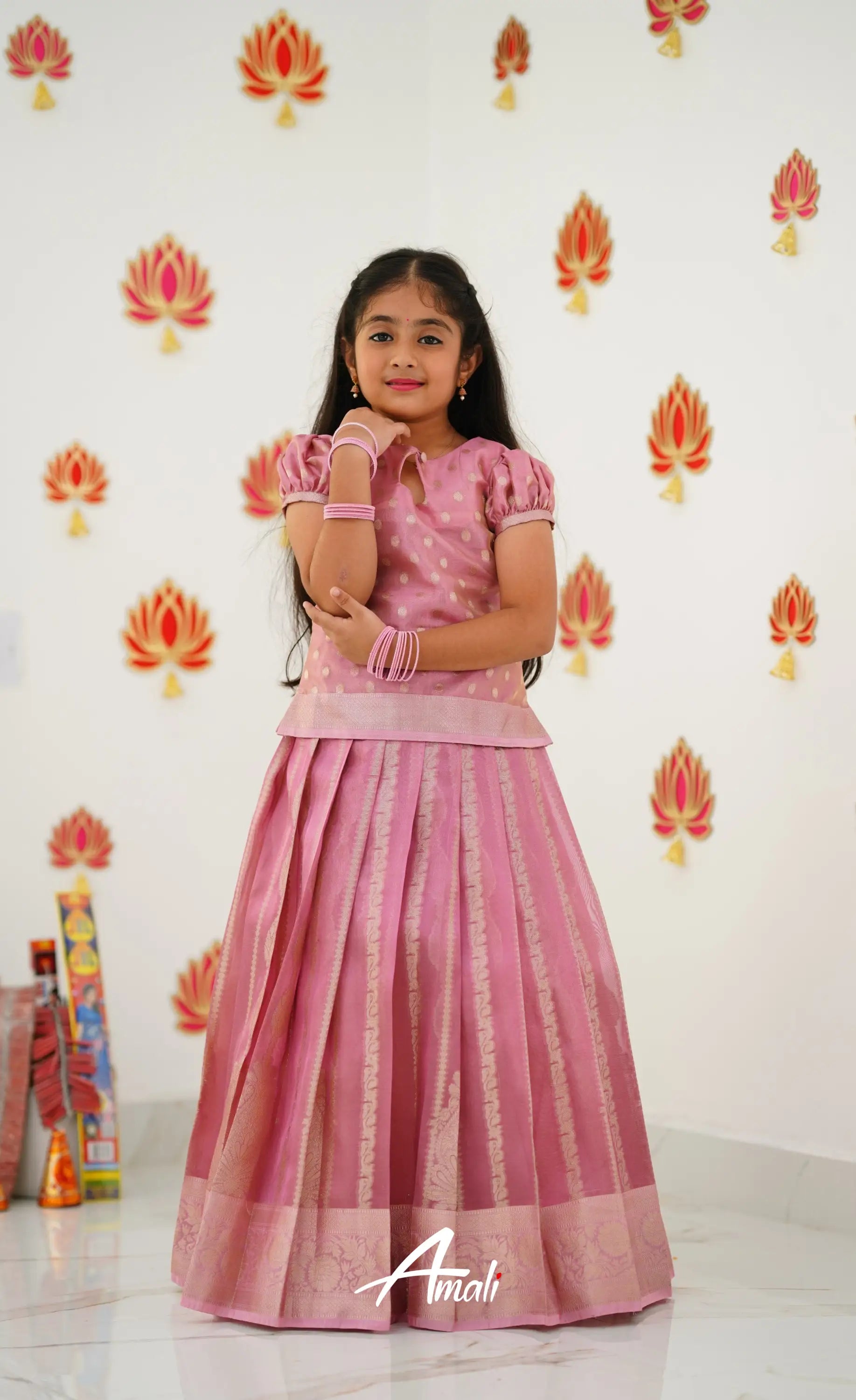 Organza Pavadai Sattai - Pink And Baby Kids-Suttis