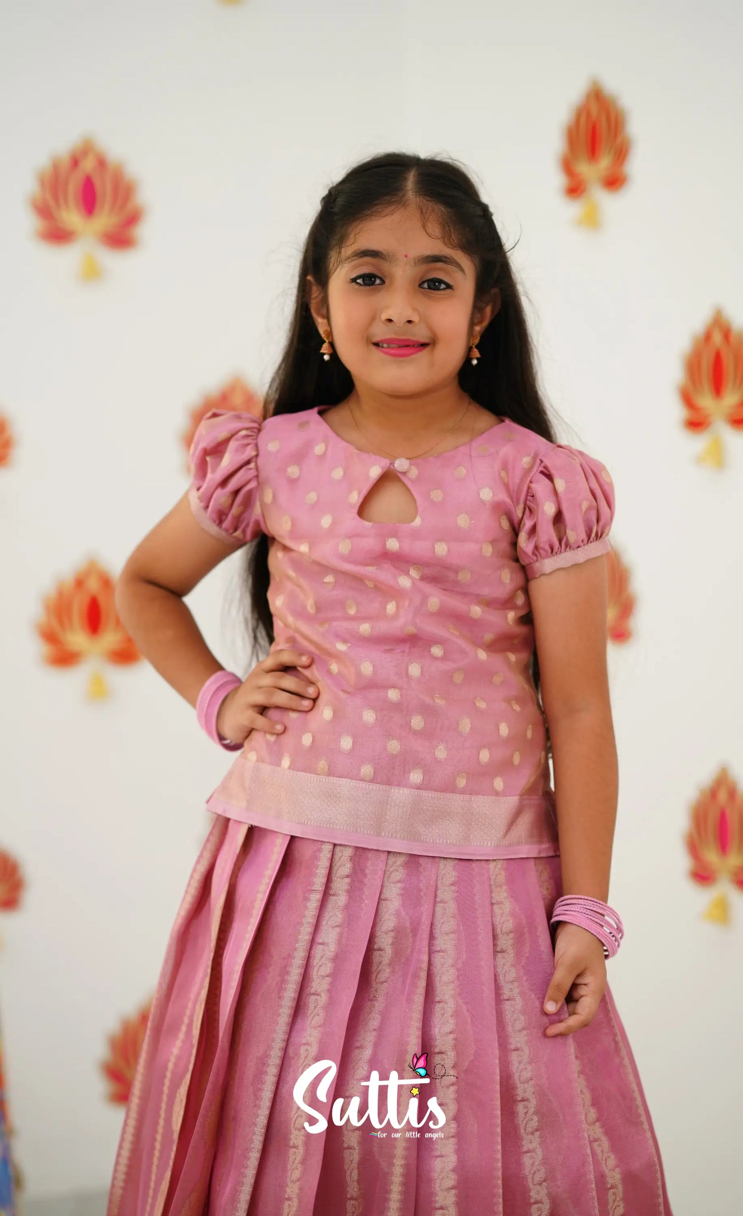 Organza Pavadai Sattai - Pink And Baby Kids-Suttis