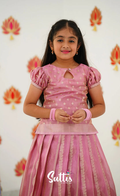 Organza Pavadai Sattai - Pink And Baby Kids-Suttis