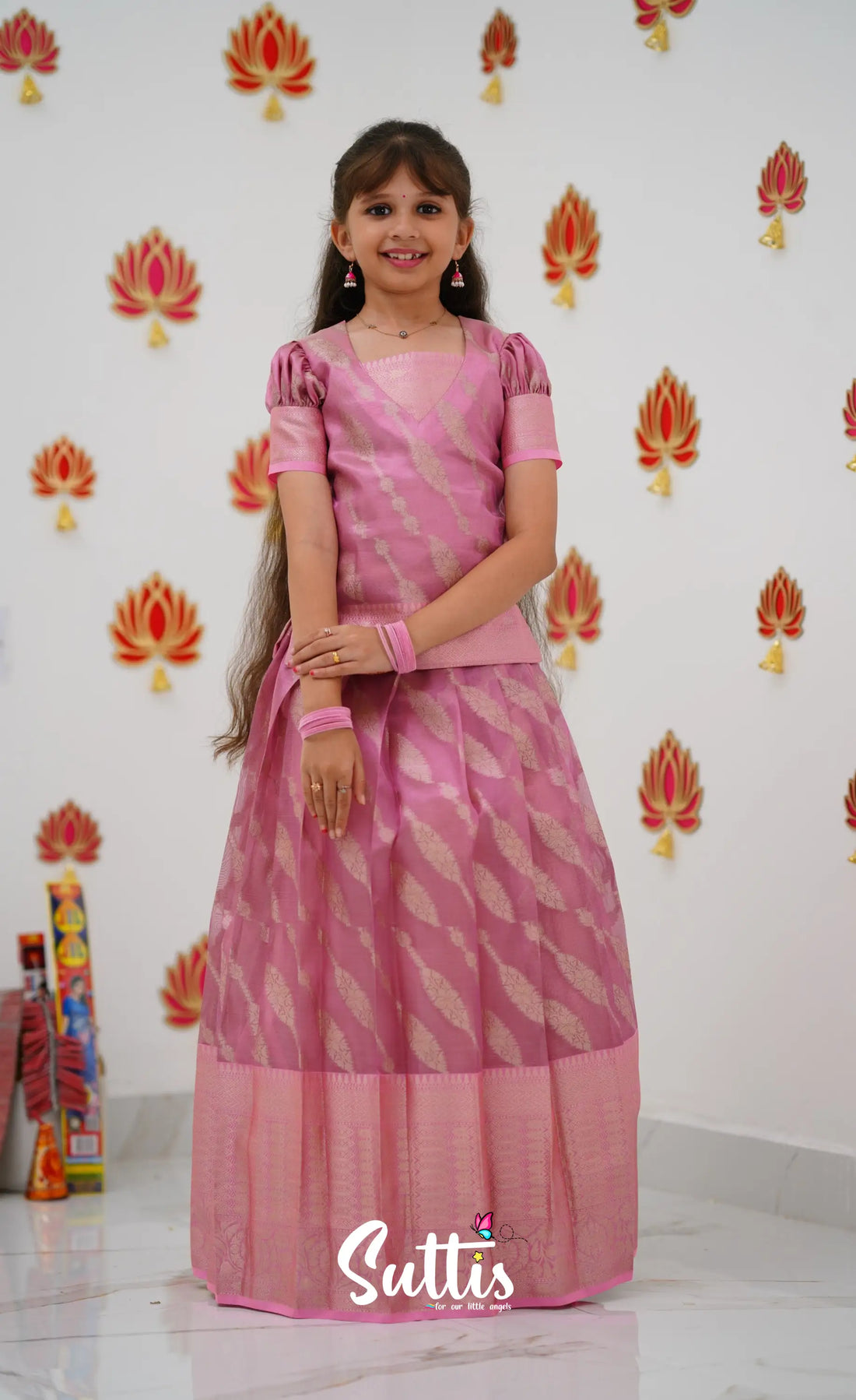 Organza Pavadai Sattai - Pink And Baby Kids-Suttis