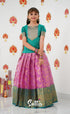 Organza Pavadai Sattai - Pink And Teal Green Kids-Suttis