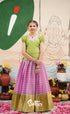Organza Pavadai Sattai - Pinkish Lavender and Pastel Green - Kids-Suttis