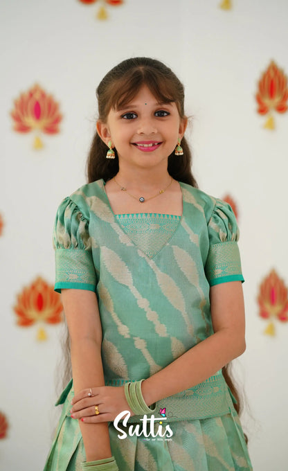 Organza Pavadai Sattai - Teal Kids-Suttis