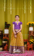 Organza Pavadai Sattai - Yellow and Purple - Kids-Suttis