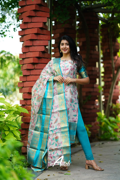 Organza Salwar - Dark Teal Anarkalis