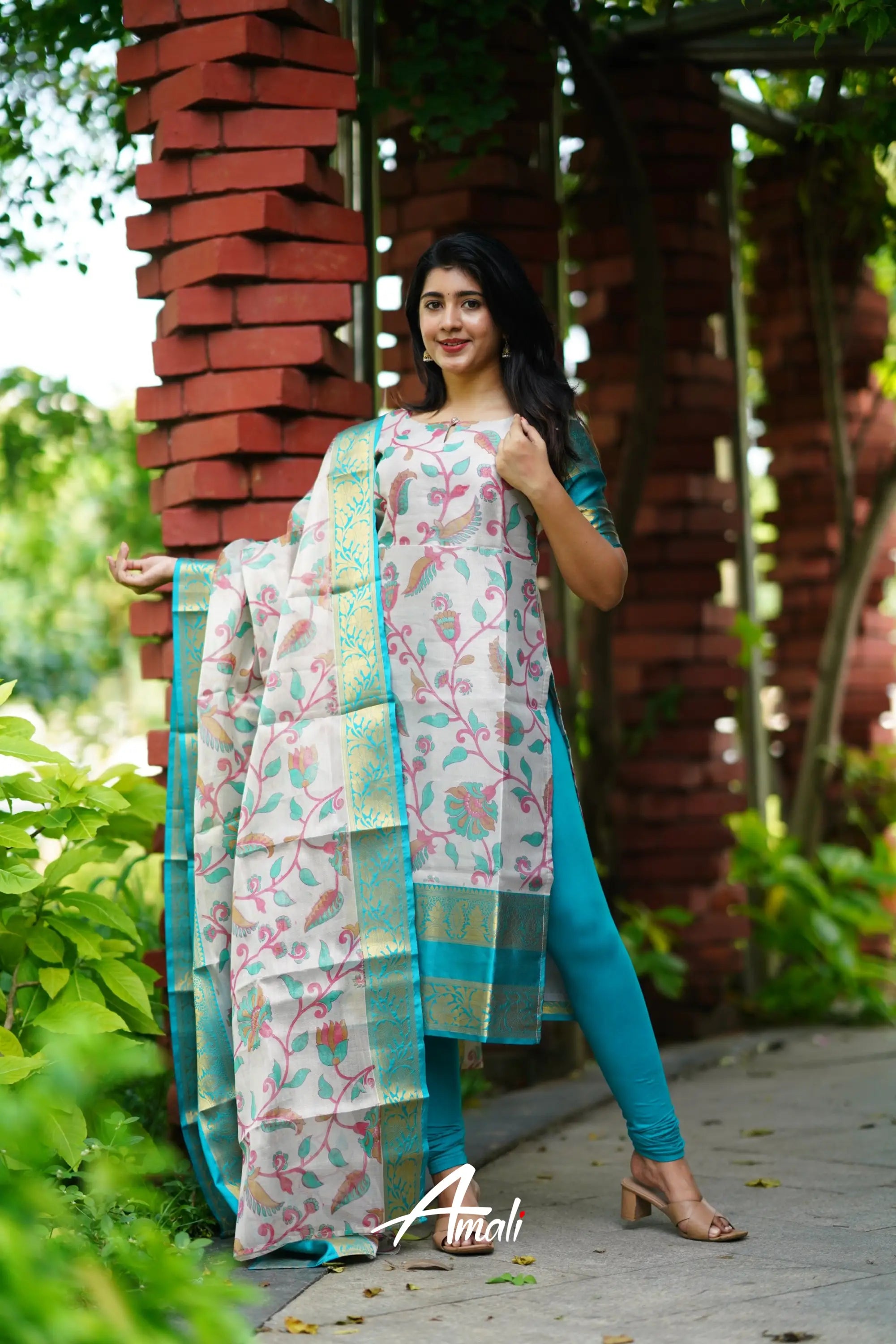 Organza Salwar - Dark Teal Anarkalis