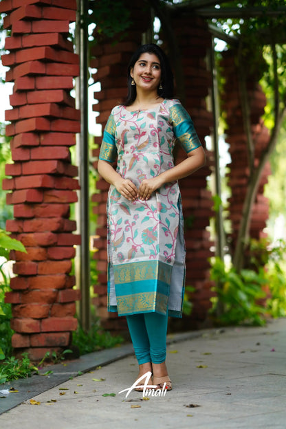 Organza Salwar - Dark Teal Anarkalis