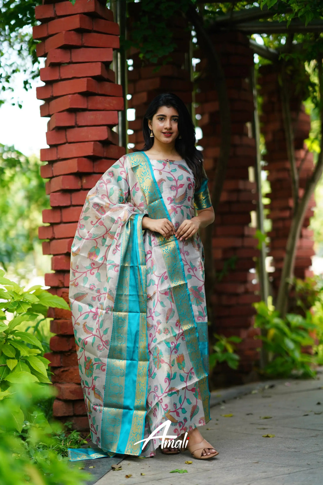 Organza Salwar - Dark Teal Anarkalis