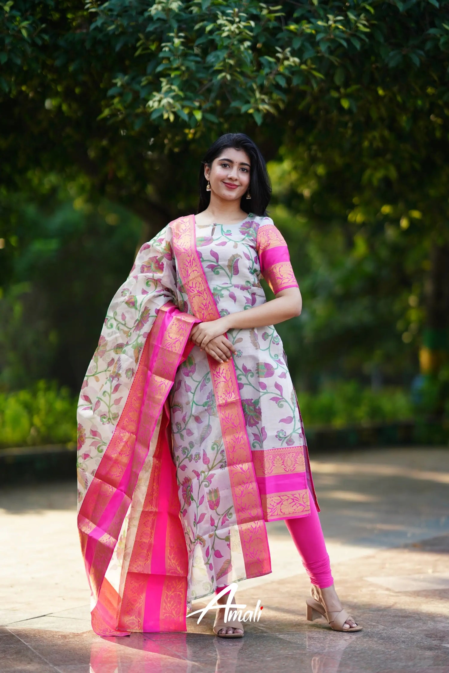 Organza Salwar - Pink Anarkalis