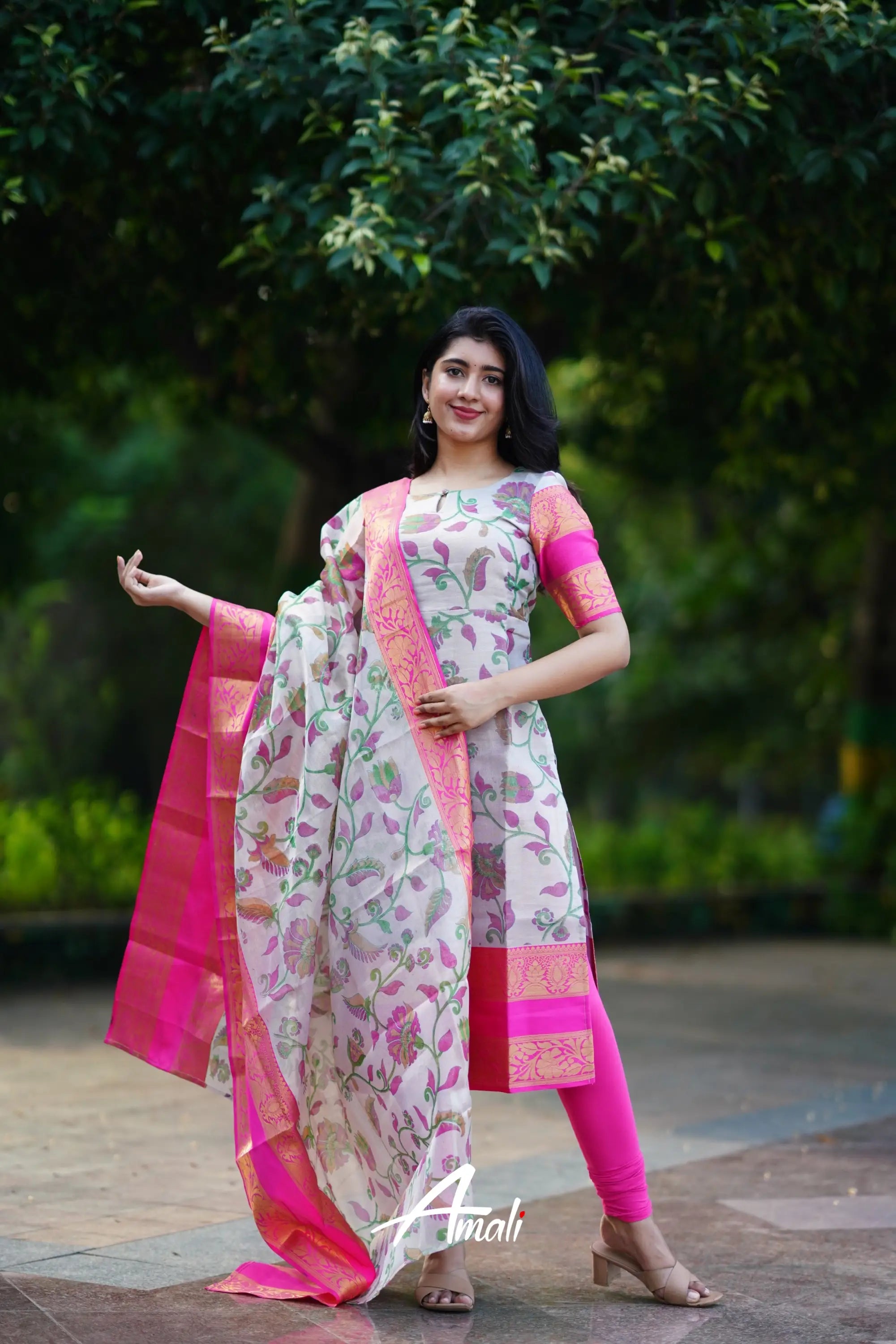 Organza Salwar - Pink Anarkalis