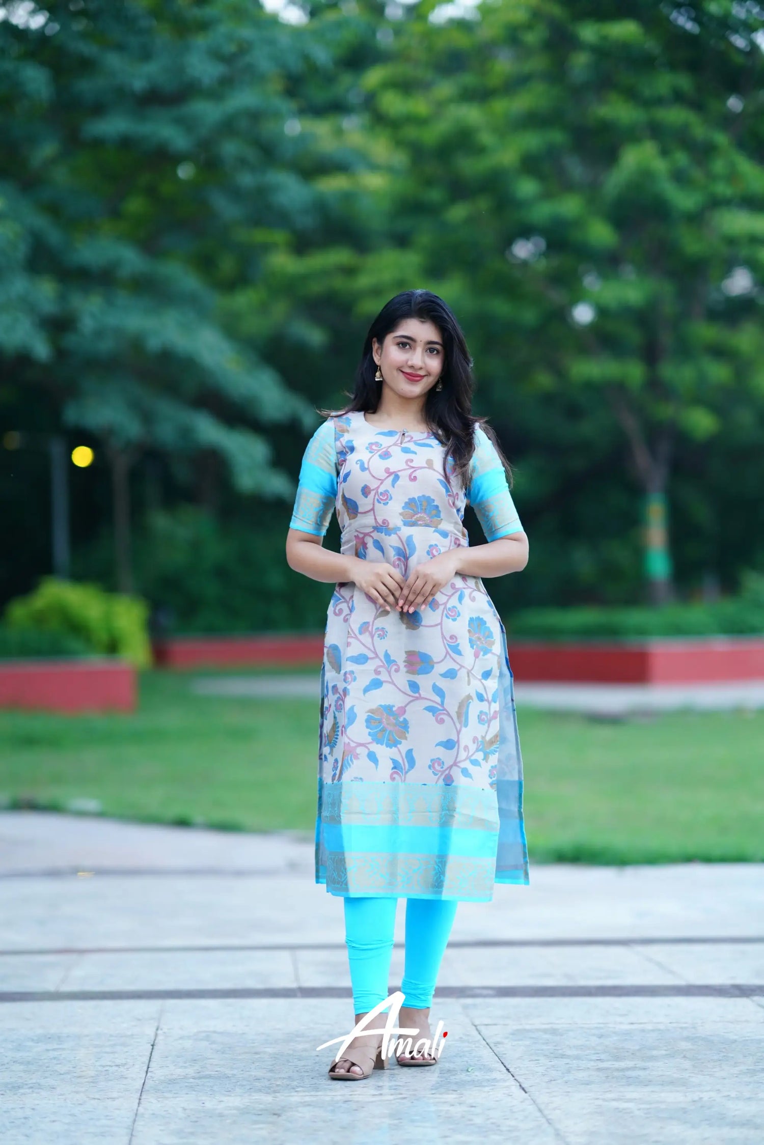 Organza Salwar - Sky Blue Anarkalis