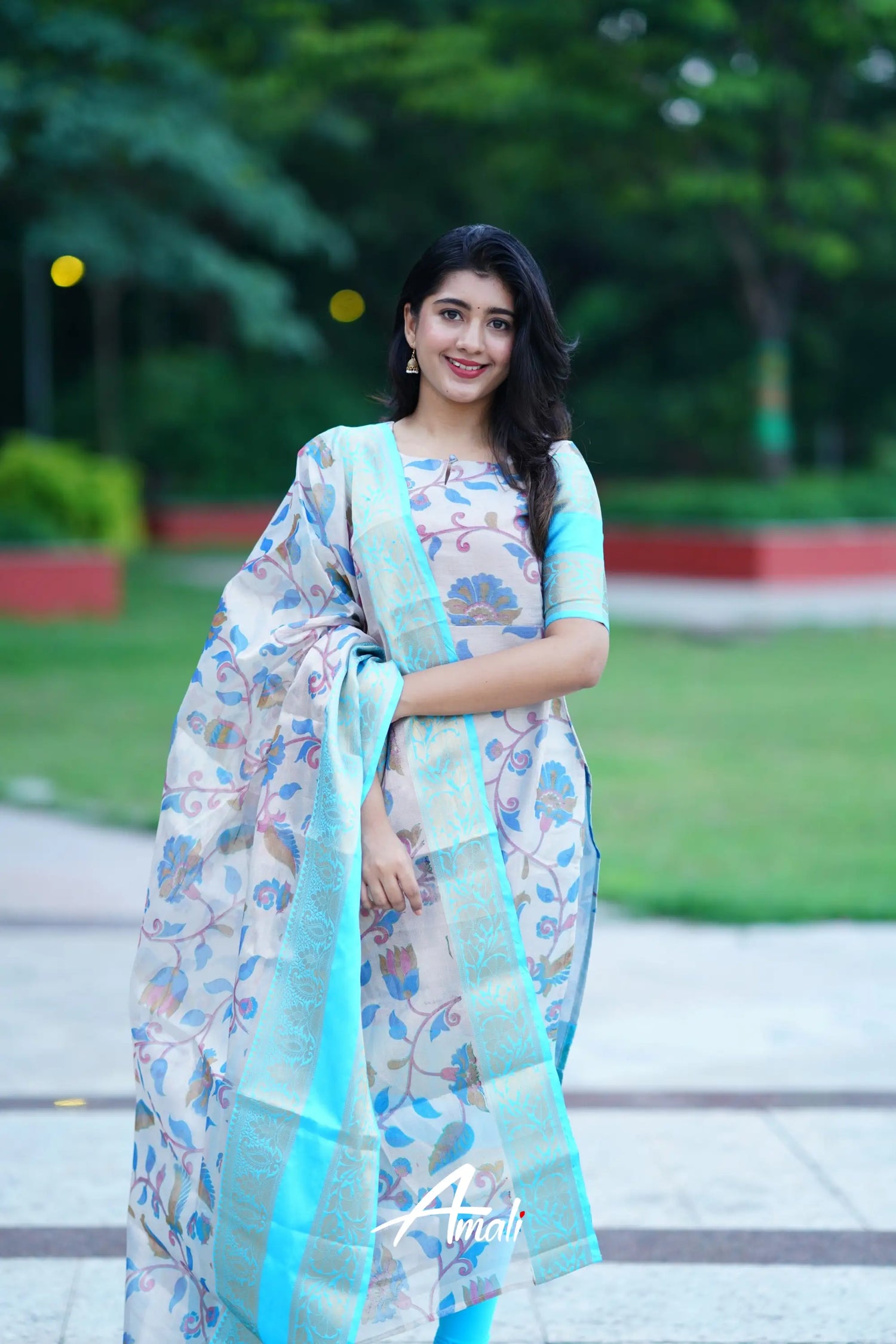 Organza Salwar - Sky Blue Anarkalis