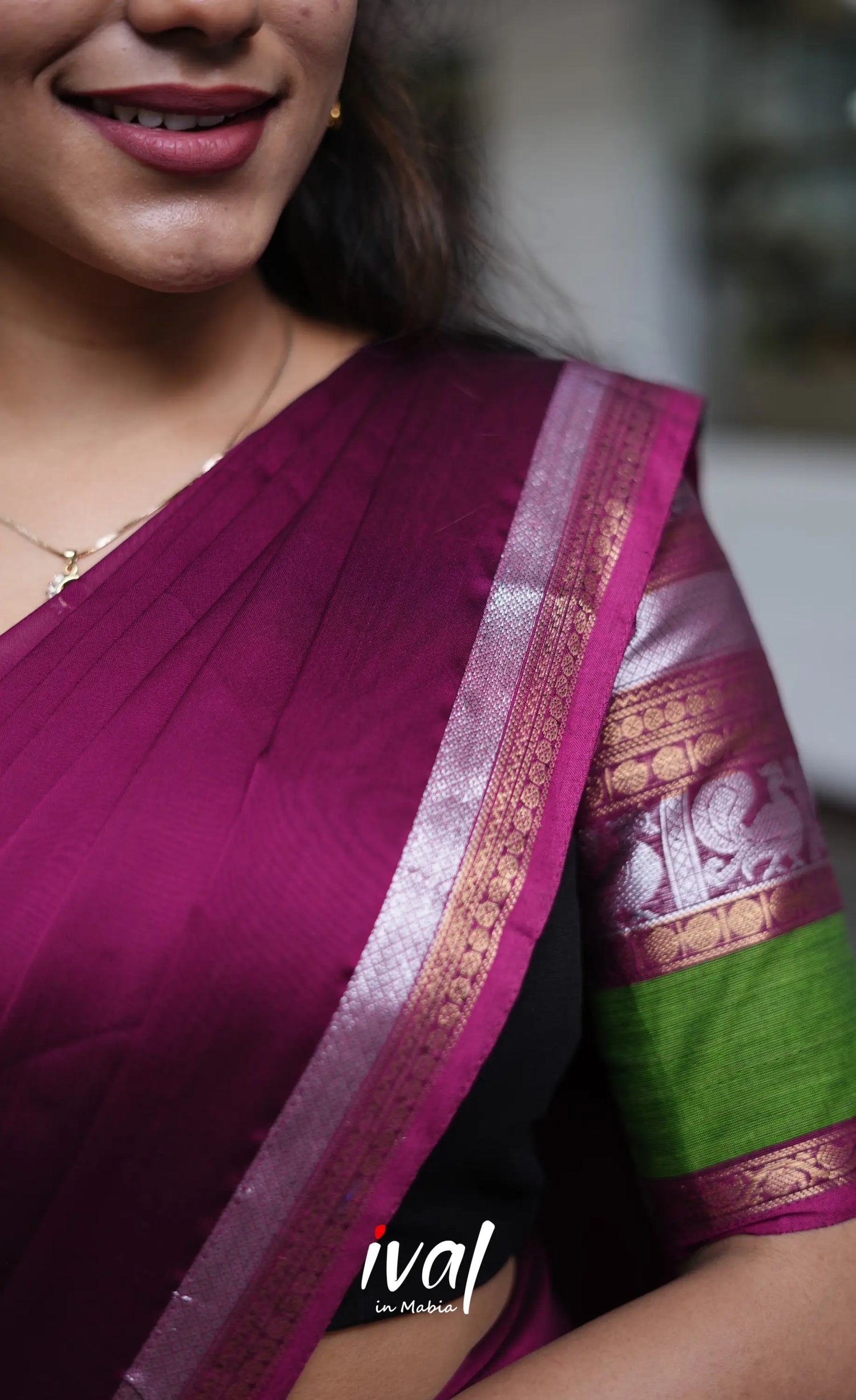 Padmaja - Black And Magenta Cotton Halfsaree Half Sarees