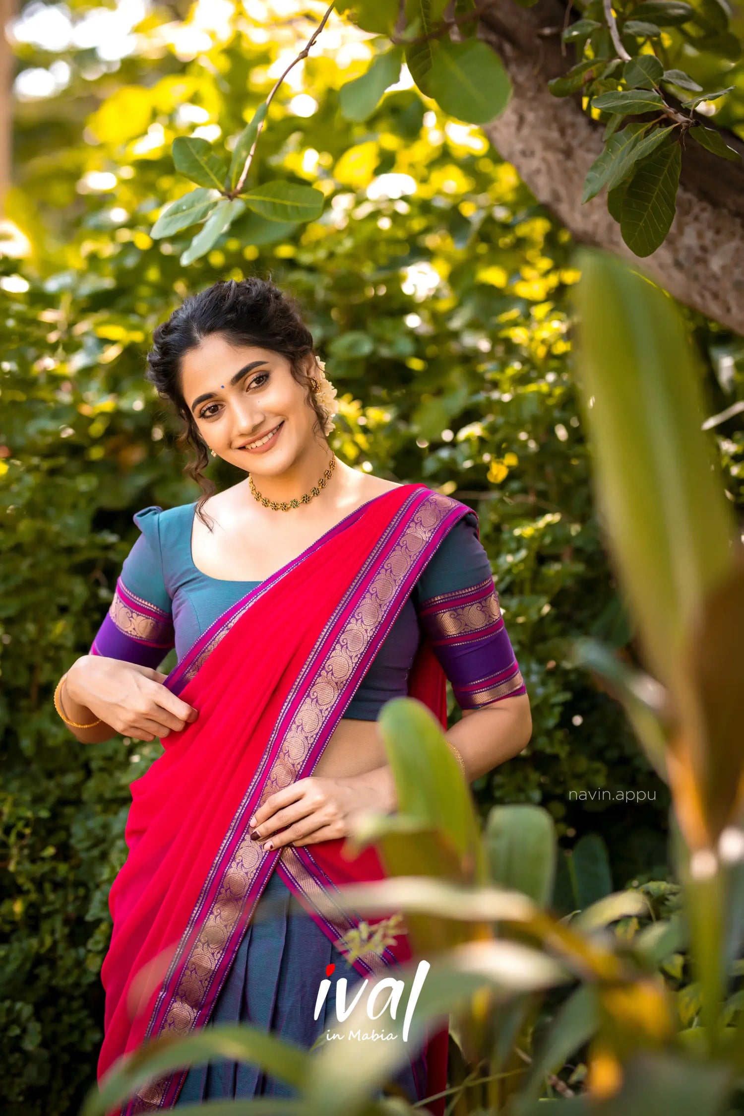 Padmaja - Blue Purple And Pink Cotton Halfsaree Half Sarees