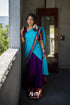 Padmaja - Blueish Violet And Sky Blue Cotton Halfsaree Half Sarees