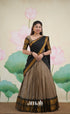 Padmaja Cotton Half Saree - Ash and Black - Half Sarees