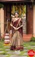 Padmaja Cotton Half Saree - Beige and Dark Maroon Half Sarees