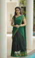 Padmaja Cotton Half Saree - Black And Green Sarees