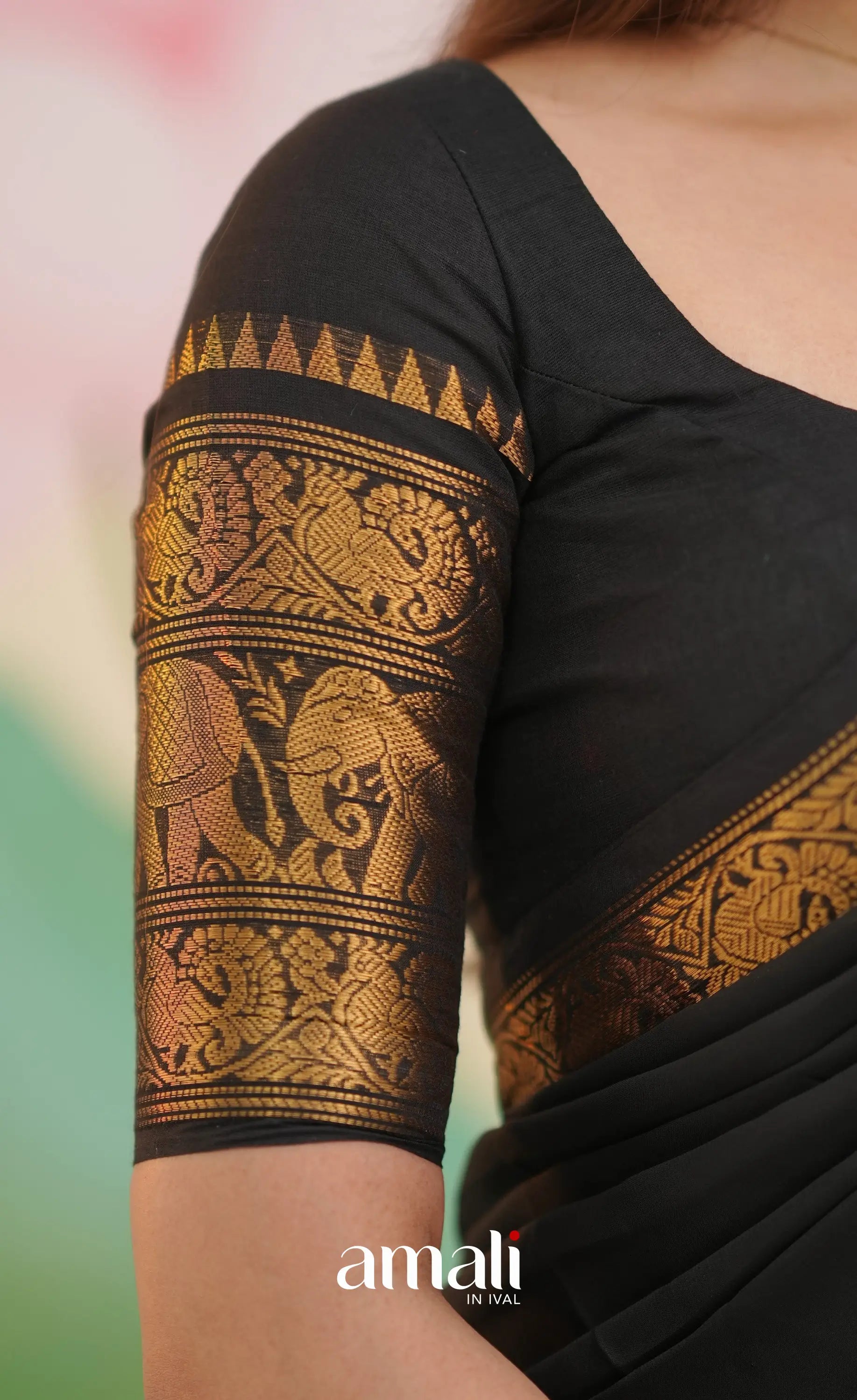 Padmaja Cotton Half Saree - Black - Half Sarees