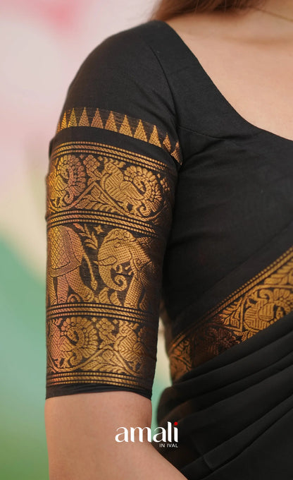 Padmaja Cotton Half Saree - Black - Half Sarees