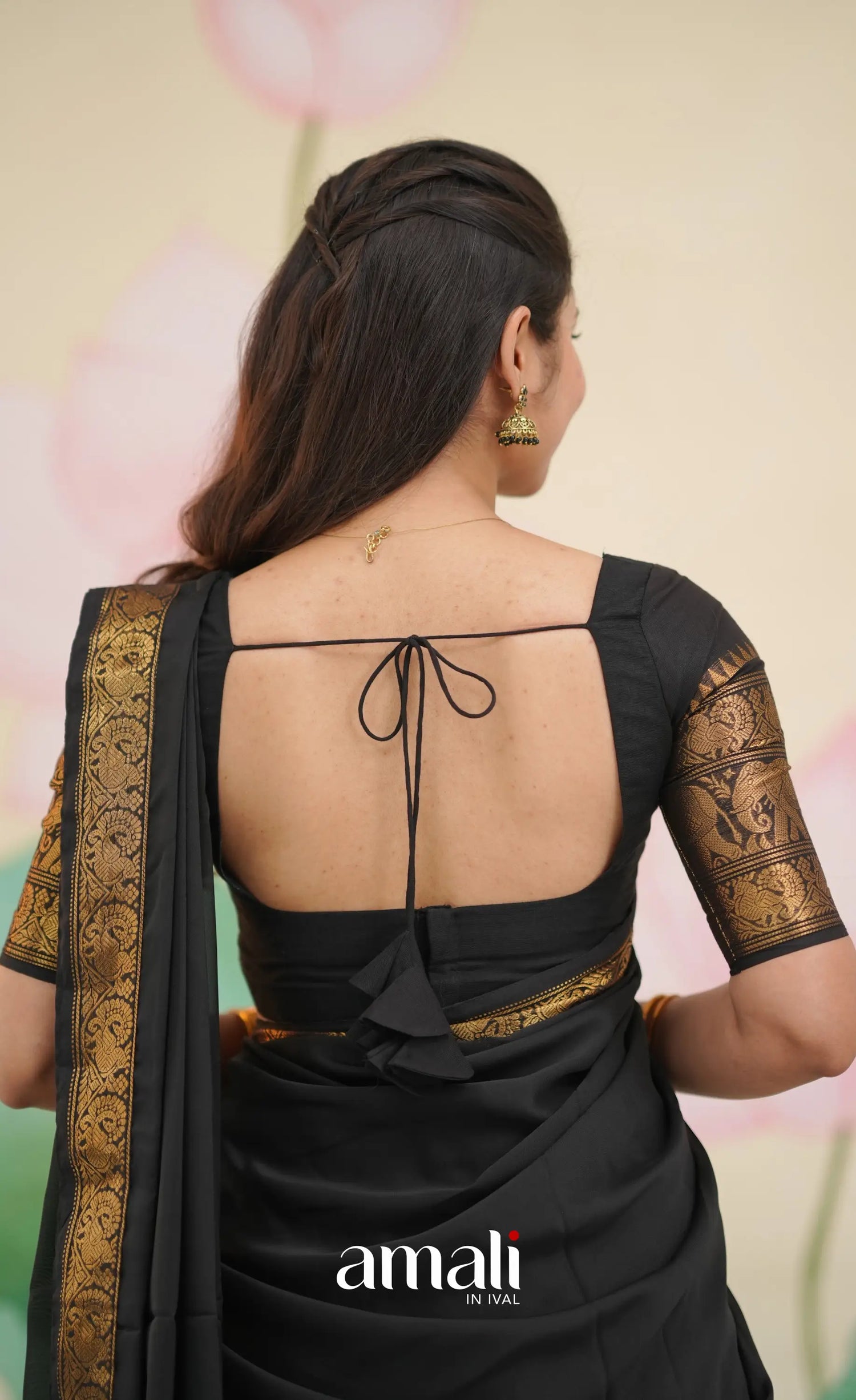 Padmaja Cotton Half Saree - Black - Half Sarees