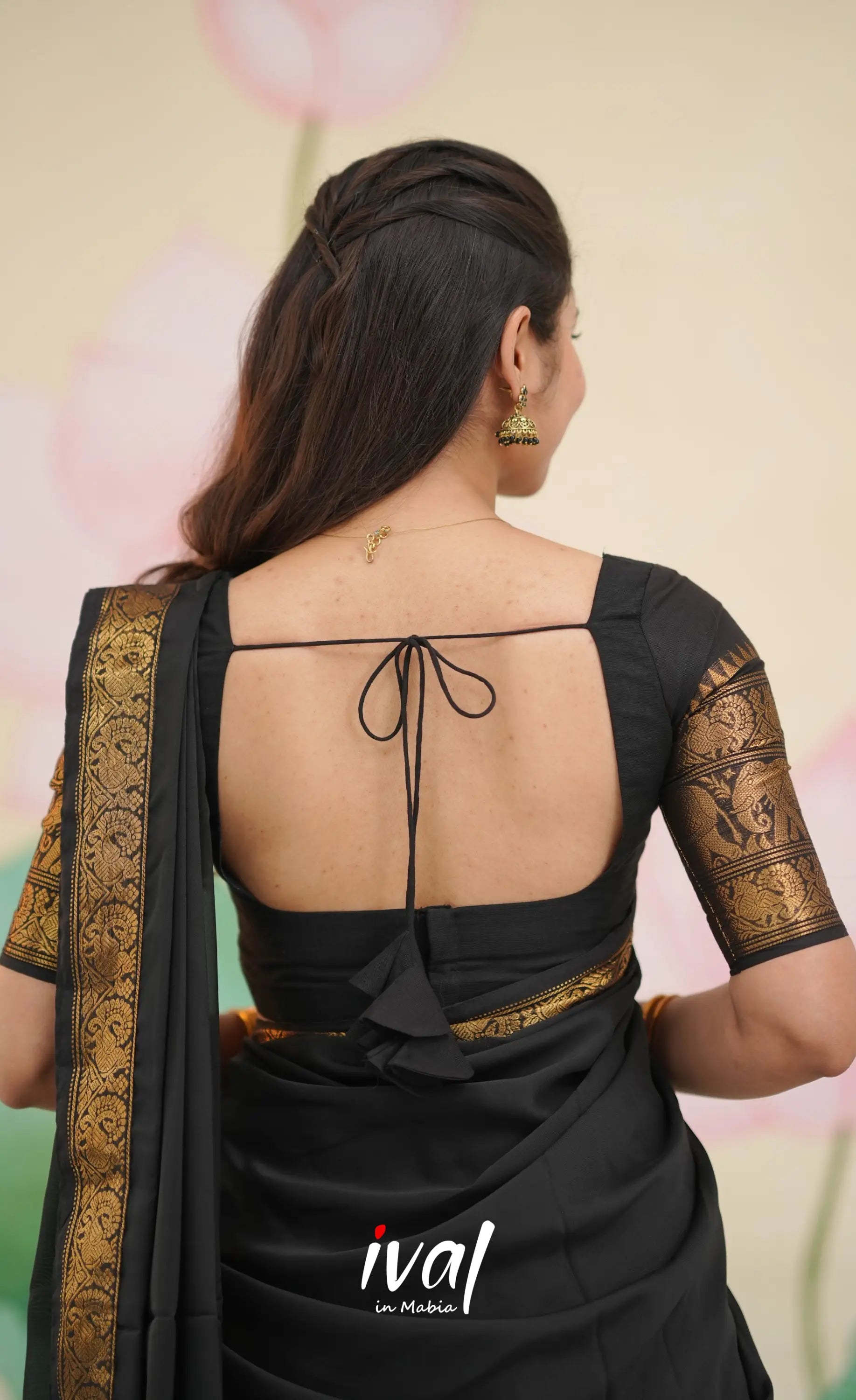 Padmaja Cotton Half Saree - Black - Half Sarees