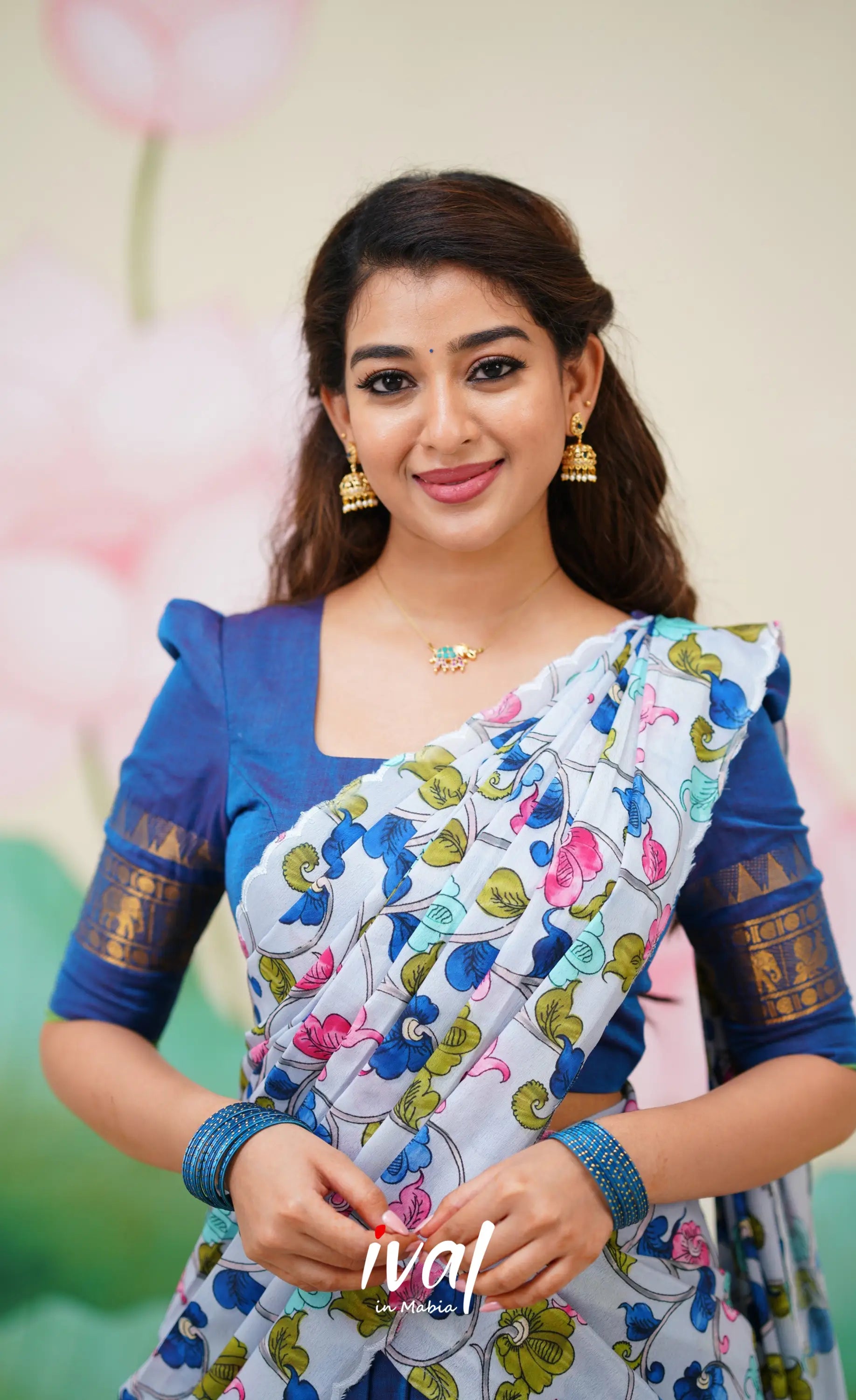 Padmaja Cotton Half Saree Blue and Pastel Blue Half Sarees