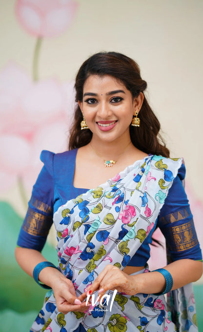 Padmaja Cotton Half Saree Blue and Pastel Blue Half Sarees