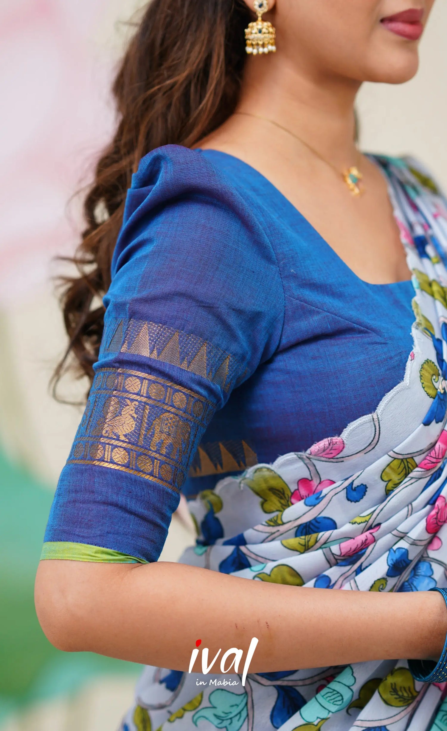 Padmaja Cotton Half Saree Blue and Pastel Blue Half Sarees