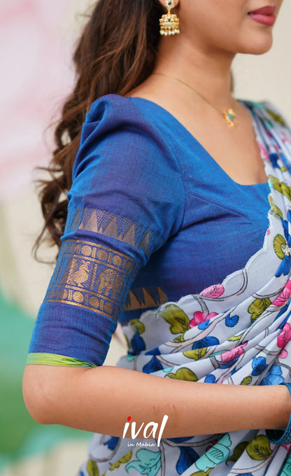 Padmaja Cotton Half Saree Blue and Pastel Blue Half Sarees