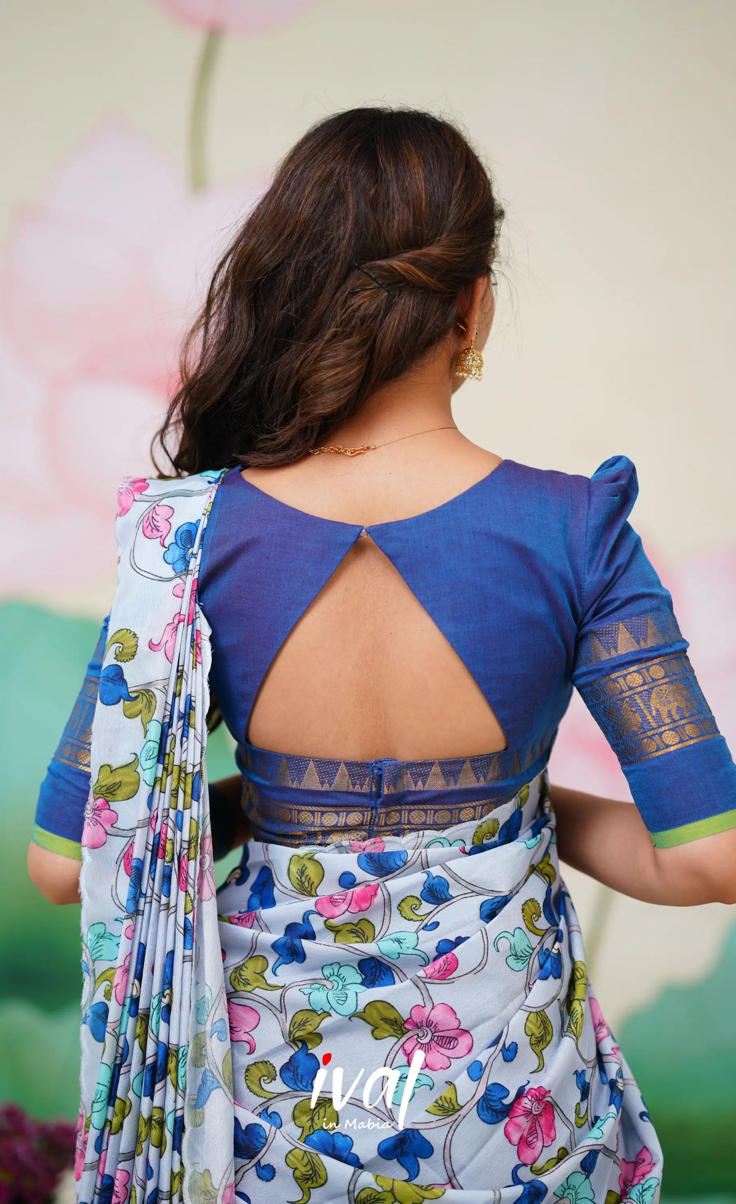 Padmaja Cotton Half Saree Blue and Pastel Blue Half Sarees