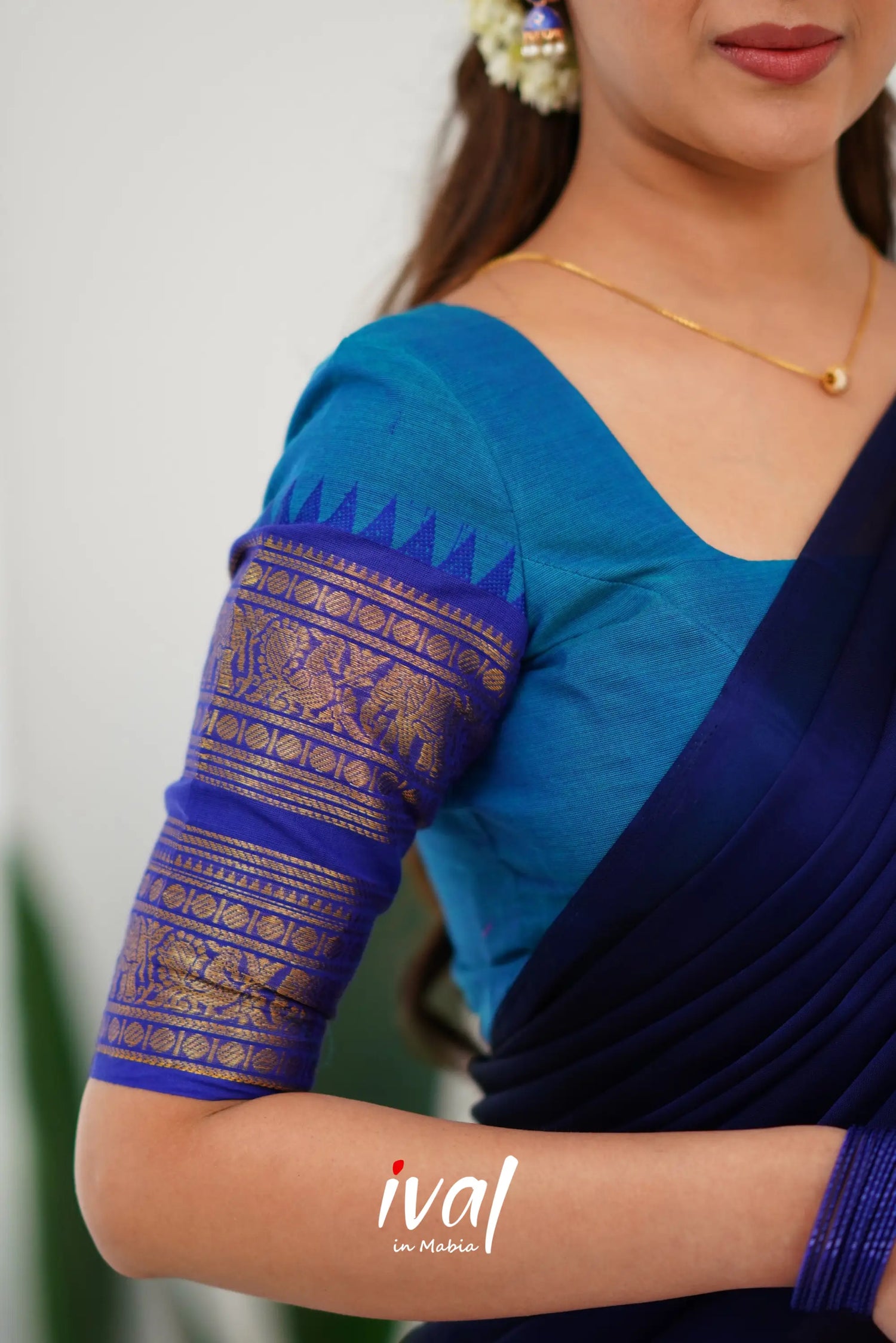 Padmaja Cotton Half Saree - Blue And Royal Sarees