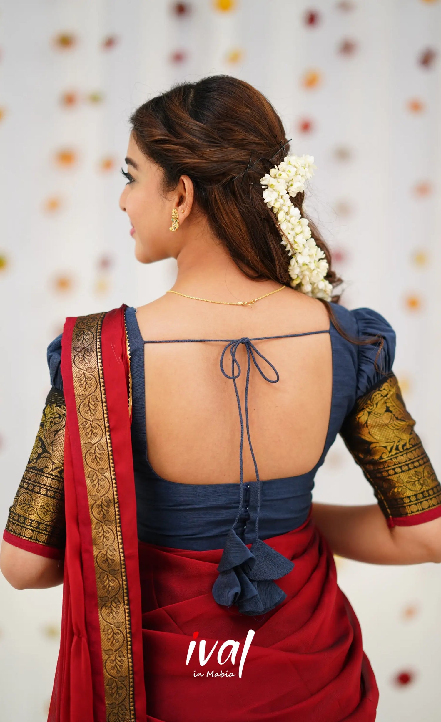 Padmaja Cotton Half Saree - Dark Grey and Maroon Half Sarees