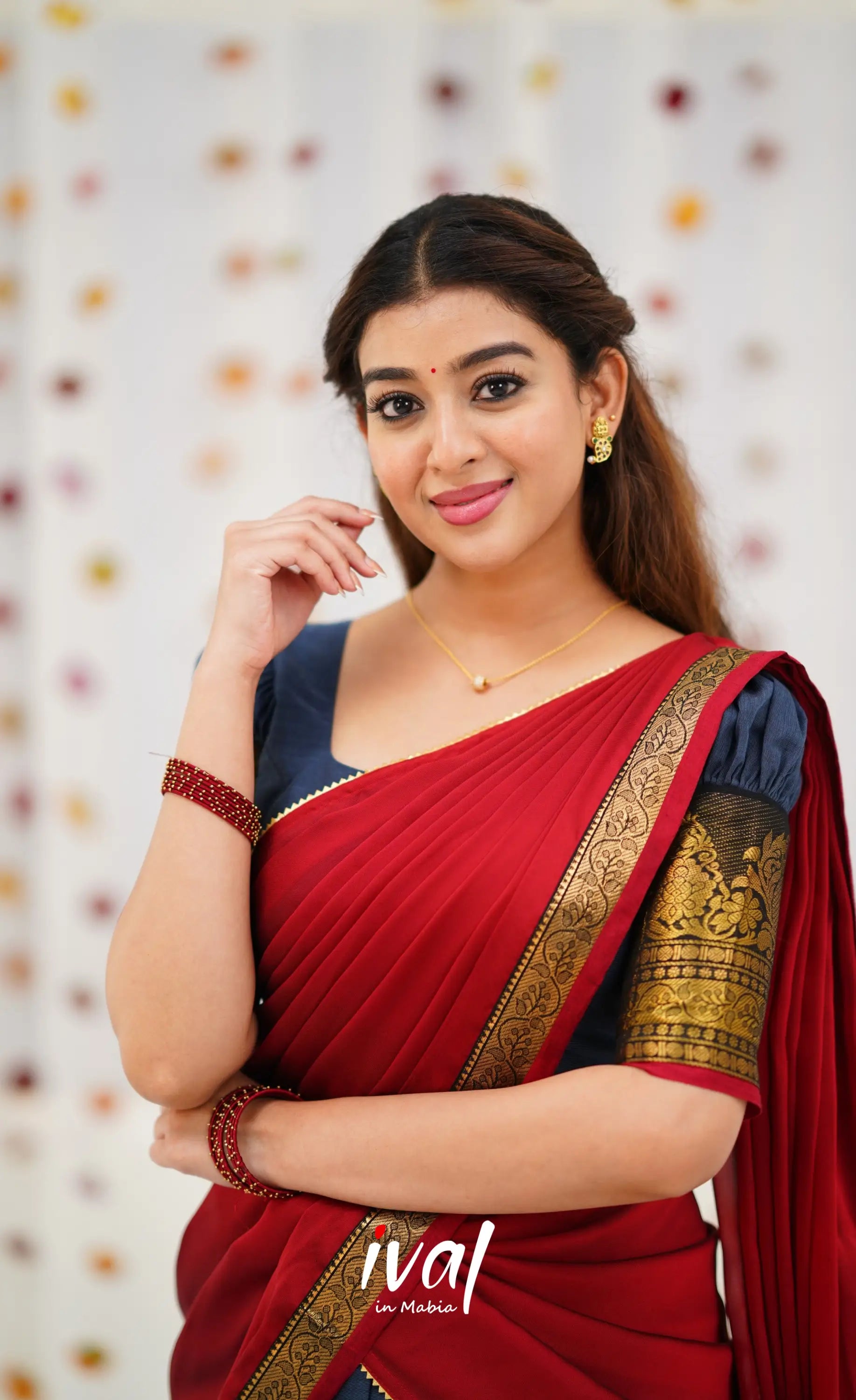 Padmaja Cotton Half Saree - Dark Grey and Maroon Half Sarees