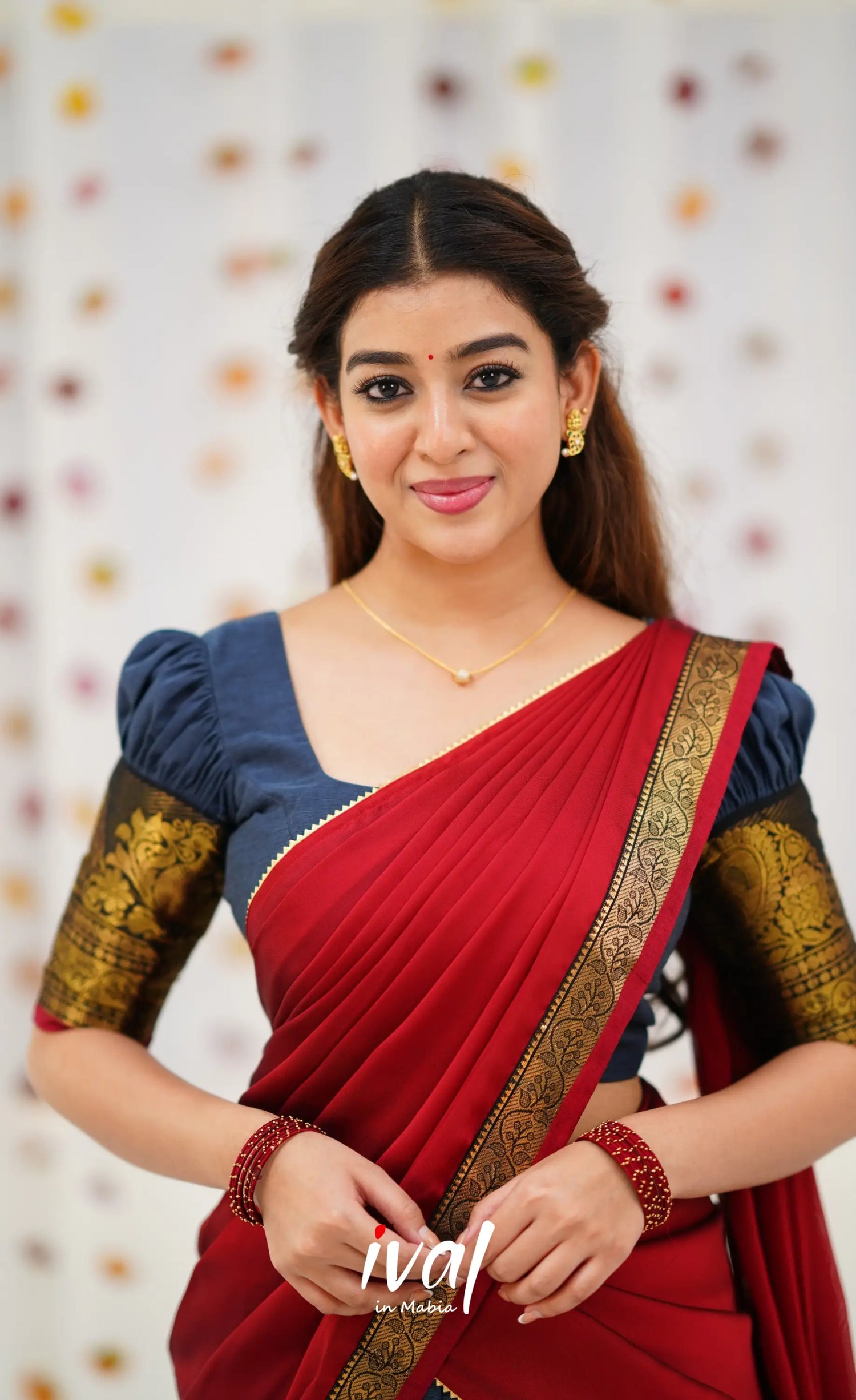 Padmaja Cotton Half Saree - Dark Grey and Maroon Half Sarees