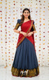 Padmaja Cotton Half Saree - Dark Grey and Maroon Half Sarees