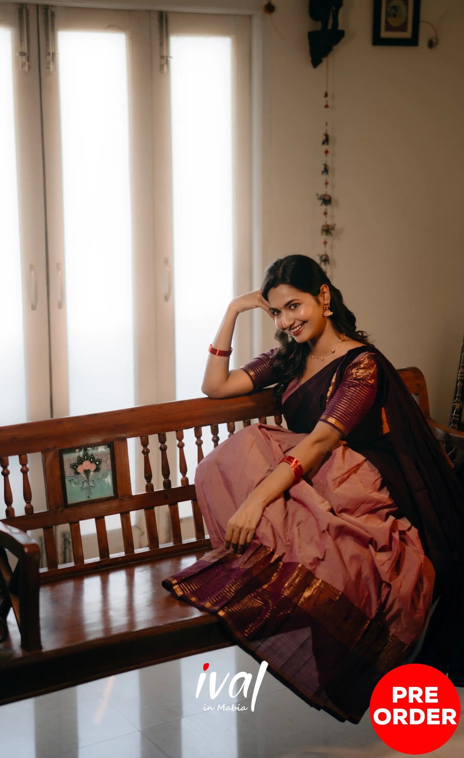 Padmaja Cotton Half Saree - Mauve and Plumish Wine- PRE ORDER Half Sarees