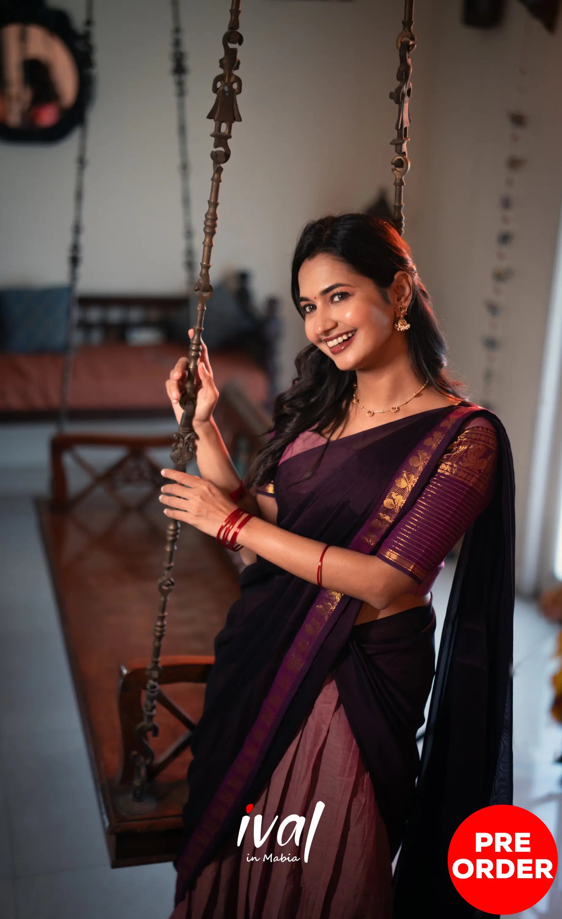 Padmaja Cotton Half Saree - Mauve and Plumish Wine- PRE ORDER Half Sarees