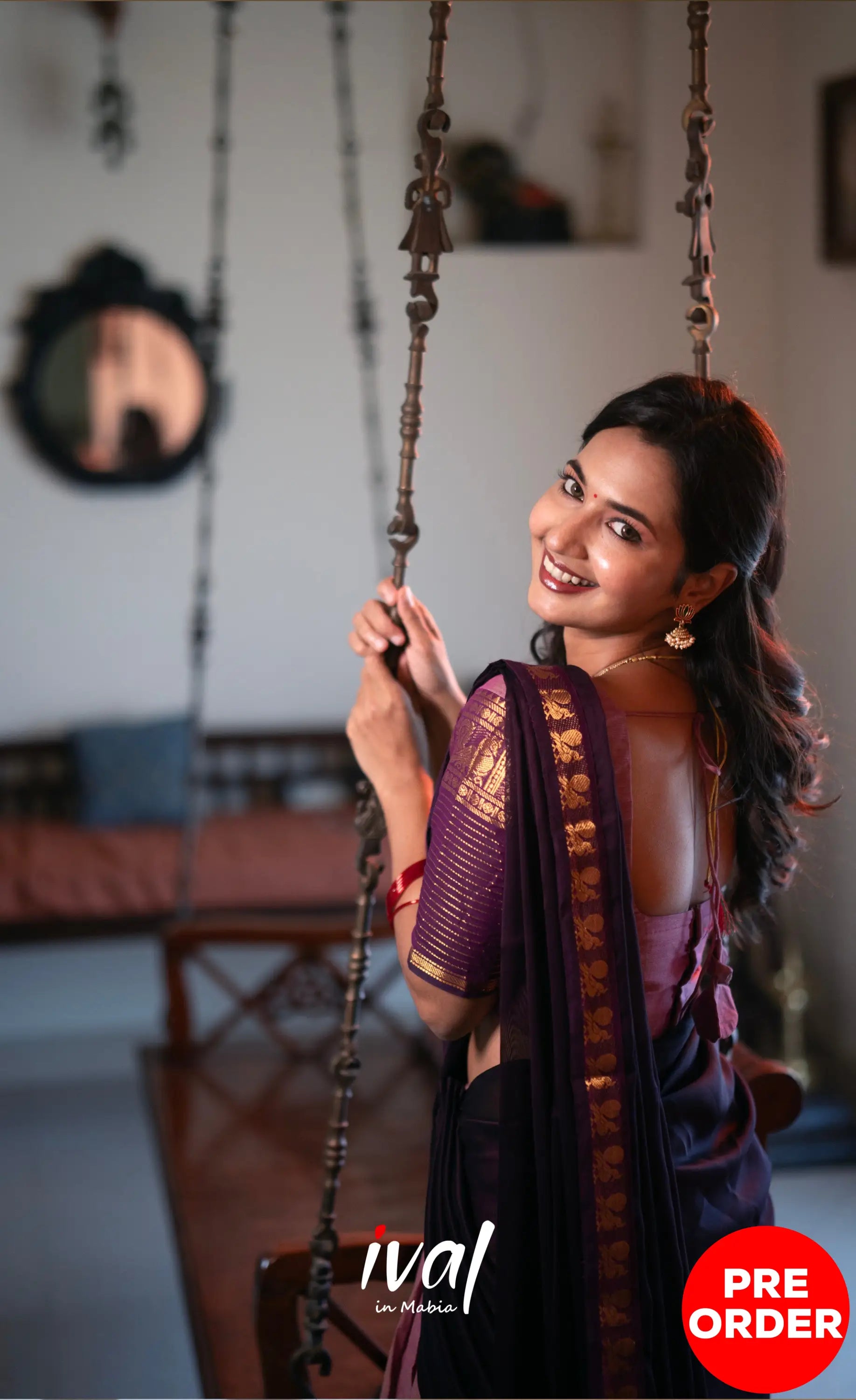 Padmaja Cotton Half Saree - Mauve and Plumish Wine- PRE ORDER Half Sarees