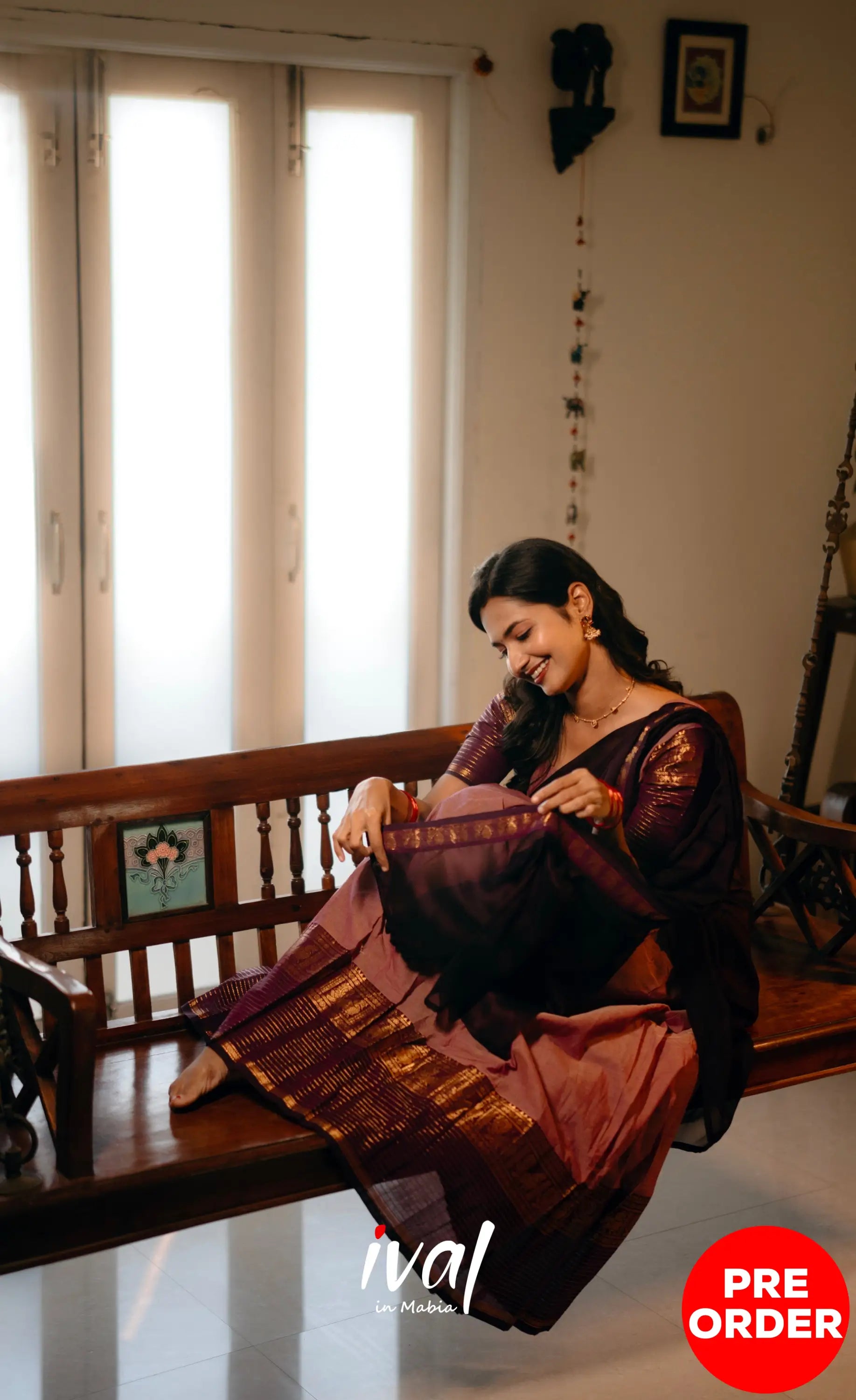 Padmaja Cotton Half Saree - Mauve and Plumish Wine- PRE ORDER Half Sarees