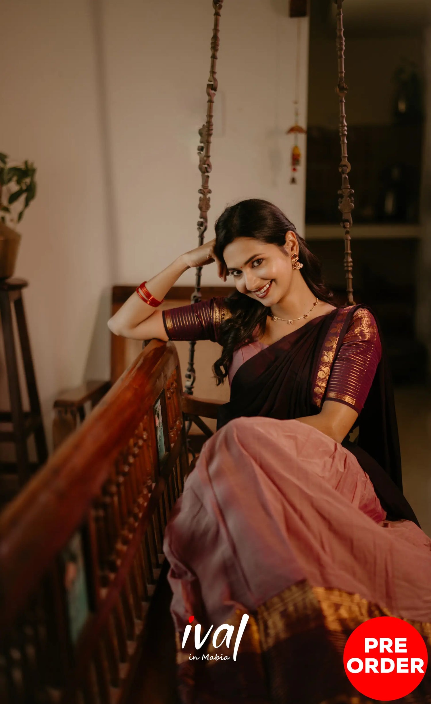 Padmaja Cotton Half Saree - Mauve and Plumish Wine- PRE ORDER Half Sarees