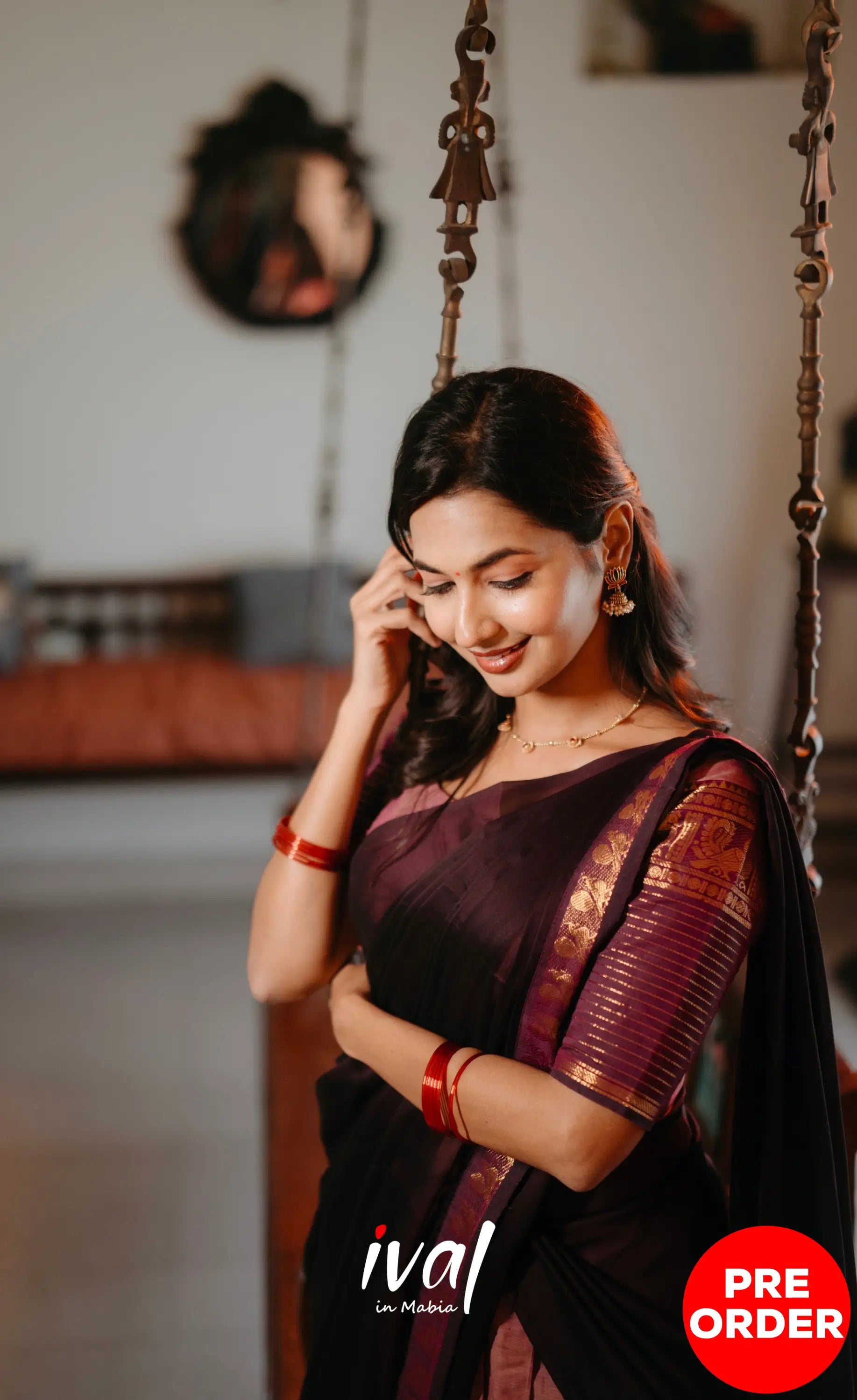 Padmaja Cotton Half Saree - Mauve and Plumish Wine- PRE ORDER Half Sarees