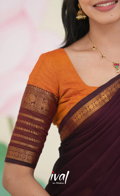 Padmaja Cotton Half Saree Orange and Deep wine Half Sarees