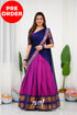 Padmaja Cotton Half Saree - Pinkish Magenta And Navy Blue Sarees